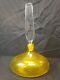 Vtg Blenko Art Glass Ships Liquor Decanter with Long Paddle Stopper Yellow 16