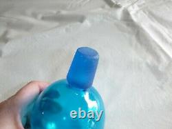 Vtg Blenko Glass Turquoise 6213 Decanter Bottle With Stopper Obelisk Wayne Husted