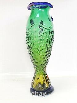 Vtg Blenko Handmade Fish Vase