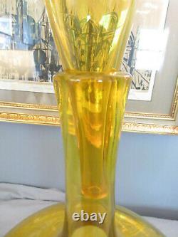 Vtg Blenko Jonquil Yellow Decanter With Pointed Stopper 26 1/2 Mid Century