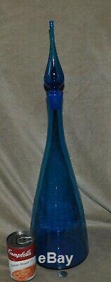 Vtg Blenko LARGE 23 Tall Blue Glass Decanter Bottle & StopperWinslow Anderson