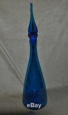 Vtg Blenko LARGE 23 Tall Blue Glass Decanter Bottle & StopperWinslow Anderson