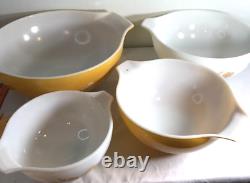 Vtg Cinderella Pyrex Butterfly Gold White Nesting Mixing Bowls 4pc Set 50 yrs