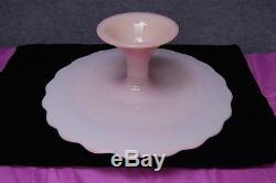 Vtg. Fenton Pink Milk Glass Spanish Lace Pedestal Cake Stand M3904