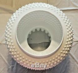 Vtg Fenton White Hobnail Milk Glass Hurricane Globe Hanging Lamp Electric 1950's