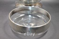 Vtg MCM Dorothy Thorpe Sterling Silver Overlay Band Glass 5.25 in Bowl Set of 6