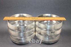 Vtg MCM Dorothy Thorpe Sterling Silver Overlay Band Glass 5.25 in Bowl Set of 6