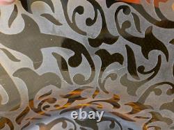 Vtg. Michael Weems Elise pattern large etched glass, amber shallow bowl