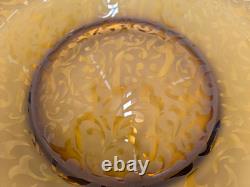 Vtg. Michael Weems Elise pattern large etched glass, amber shallow bowl
