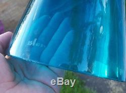 Vtg Mid Century Modern Blue Blenko Glass Vase Lamp Rare Handcrafted Art Glass