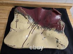 Vtg. Millers mud pottery, large handmade decorative shallow bowl