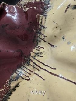 Vtg. Millers mud pottery, large handmade decorative shallow bowl