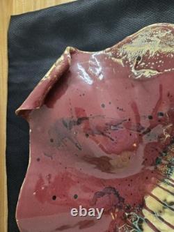 Vtg. Millers mud pottery, large handmade decorative shallow bowl