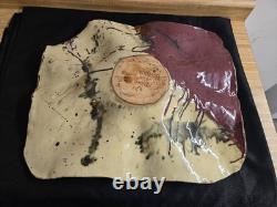 Vtg. Millers mud pottery, large handmade decorative shallow bowl