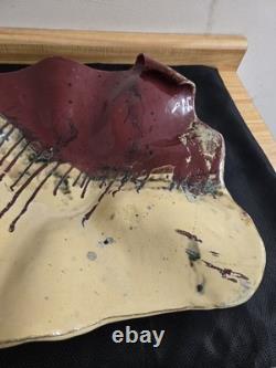 Vtg. Millers mud pottery, large handmade decorative shallow bowl