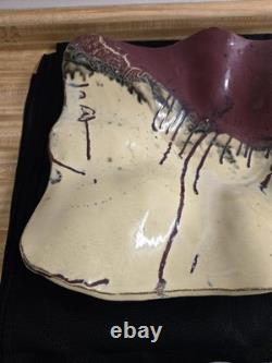 Vtg. Millers mud pottery, large handmade decorative shallow bowl