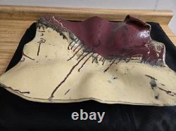 Vtg. Millers mud pottery, large handmade decorative shallow bowl