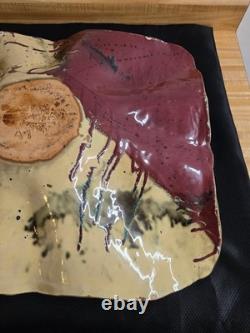 Vtg. Millers mud pottery, large handmade decorative shallow bowl