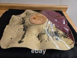 Vtg. Millers mud pottery, large handmade decorative shallow bowl