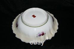 Vtg Nippon Decorative Bowl Hand Painted Pink Floral Scene WithGilding Gold Texture