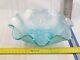 Vtg Northwood Ice Blue Rose Show Ruffled Carnival Glass Bowl