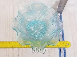 Vtg Northwood Ice Blue Rose Show Ruffled Carnival Glass Bowl