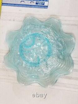 Vtg Northwood Ice Blue Rose Show Ruffled Carnival Glass Bowl