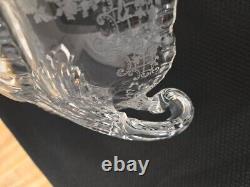 Vtg. Old patterned clear glass ovalesque handled footed fruit bowl