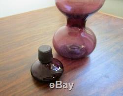 Vtg PAIR Blenko #5427 Amethyst Gurgle Decanters by Wayne Husted MCM Mid Century