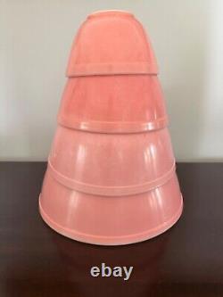 Vtg. Pyrex Nesting Mixing Bowls Flamingo Pink Set of 4 401, 402, 403, 404