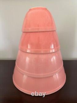 Vtg. Pyrex Nesting Mixing Bowls Flamingo Pink Set of 4 401, 402, 403, 404