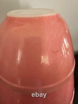 Vtg. Pyrex Nesting Mixing Bowls Flamingo Pink Set of 4 401, 402, 403, 404