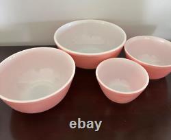 Vtg. Pyrex Nesting Mixing Bowls Flamingo Pink Set of 4 401, 402, 403, 404