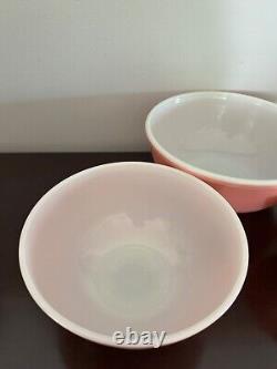 Vtg. Pyrex Nesting Mixing Bowls Flamingo Pink Set of 4 401, 402, 403, 404