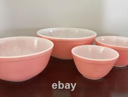 Vtg. Pyrex Nesting Mixing Bowls Flamingo Pink Set of 4 401, 402, 403, 404