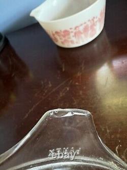 Vtg. Pyrex Pink Butterprint 1 QT 473 Casserole Dish with Lid READ