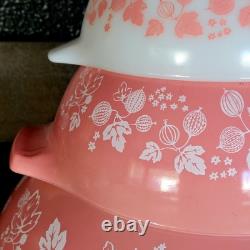 Vtg Pyrex Pink Gooseberry Cinderella Mixing Bowls 1.5 pt, 2.5 & 4 Qt Set. Read