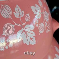 Vtg Pyrex Pink Gooseberry Cinderella Mixing Bowls 1.5 pt, 2.5 & 4 Qt Set. Read