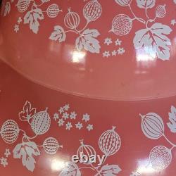 Vtg Pyrex Pink Gooseberry Cinderella Mixing Bowls 1.5 pt, 2.5 & 4 Qt Set. Read