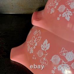Vtg Pyrex Pink Gooseberry Cinderella Mixing Bowls 1.5 pt, 2.5 & 4 Qt Set. Read