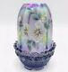 Vtg RARE Fenton 2Pc Purple Carnival Glass HandPainted Floral Flowers Fairy Lamp