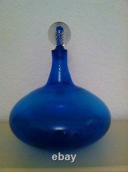 Vtg. Rare Blenko Art Glass Huge Decanter With Air Twist Stopper Mid 20th Century