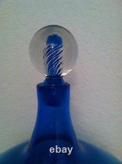 Vtg. Rare Blenko Art Glass Huge Decanter With Air Twist Stopper Mid 20th Century