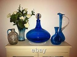 Vtg. Rare Blenko Art Glass Huge Decanter With Air Twist Stopper Mid 20th Century