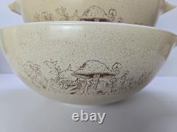 Vtg Set 4 Pyrex Forest Fancies Mushroom Cinderella Nesting Mixing Bowls 441-444