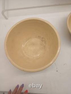 Vtg Set Of 4 McCoy Pottery Pink & Blue Stripes Nesting Mixing Bowls Read Look