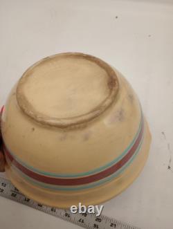 Vtg Set Of 4 McCoy Pottery Pink & Blue Stripes Nesting Mixing Bowls Read Look