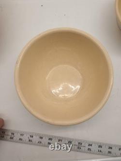 Vtg Set Of 4 McCoy Pottery Pink & Blue Stripes Nesting Mixing Bowls Read Look