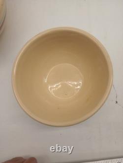 Vtg Set Of 4 McCoy Pottery Pink & Blue Stripes Nesting Mixing Bowls Read Look