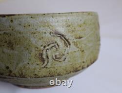 Warren Mackenzie Original Bowl, Unique Carvings, Wood Ash Glaze 4H X 6.5W